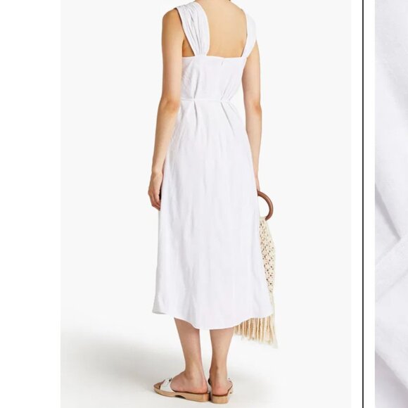 VINCE White Poet Linen Blend Midi Dress Size M $345 - Picture 5 of 14